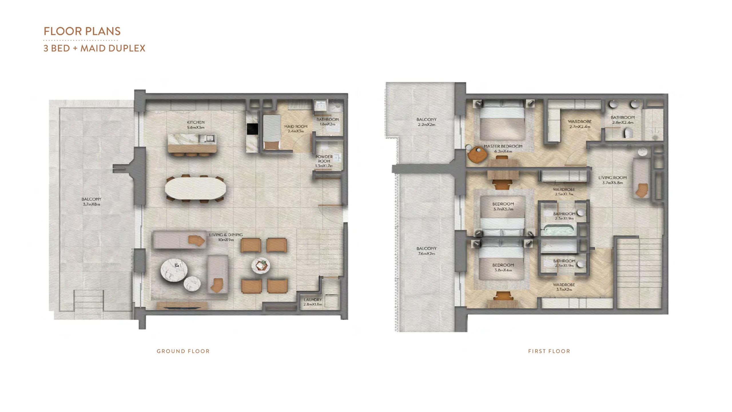 3 Bedroom Duplex Plan