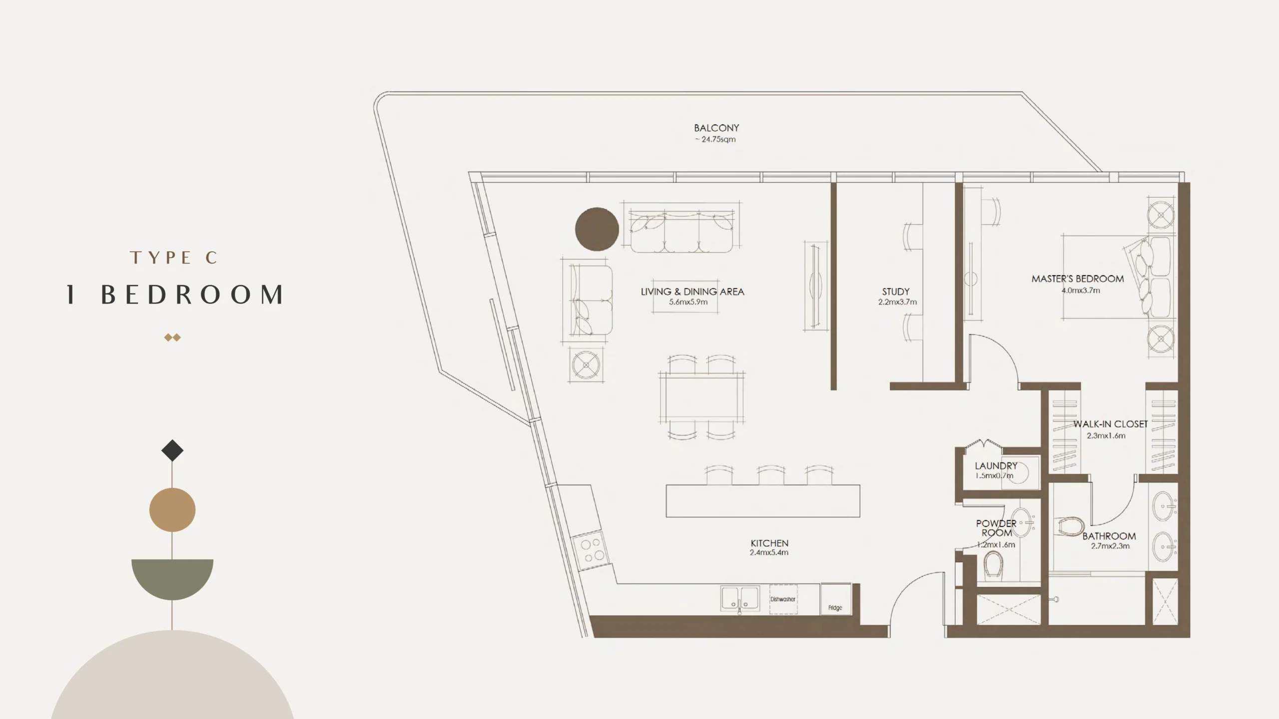 1 Bedroom Plan 3